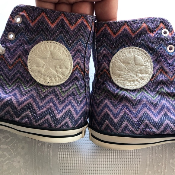 Converse Chuck Tylor MISSONI Purple Sparkling High-Top Sneakers Women’s Size 7.5 - Picture 13 of 16